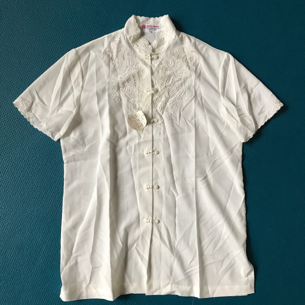 Rose brand flower top size 34 hand embroidered